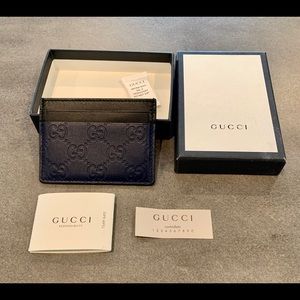Gucci GG web card wallet Authentic blue black